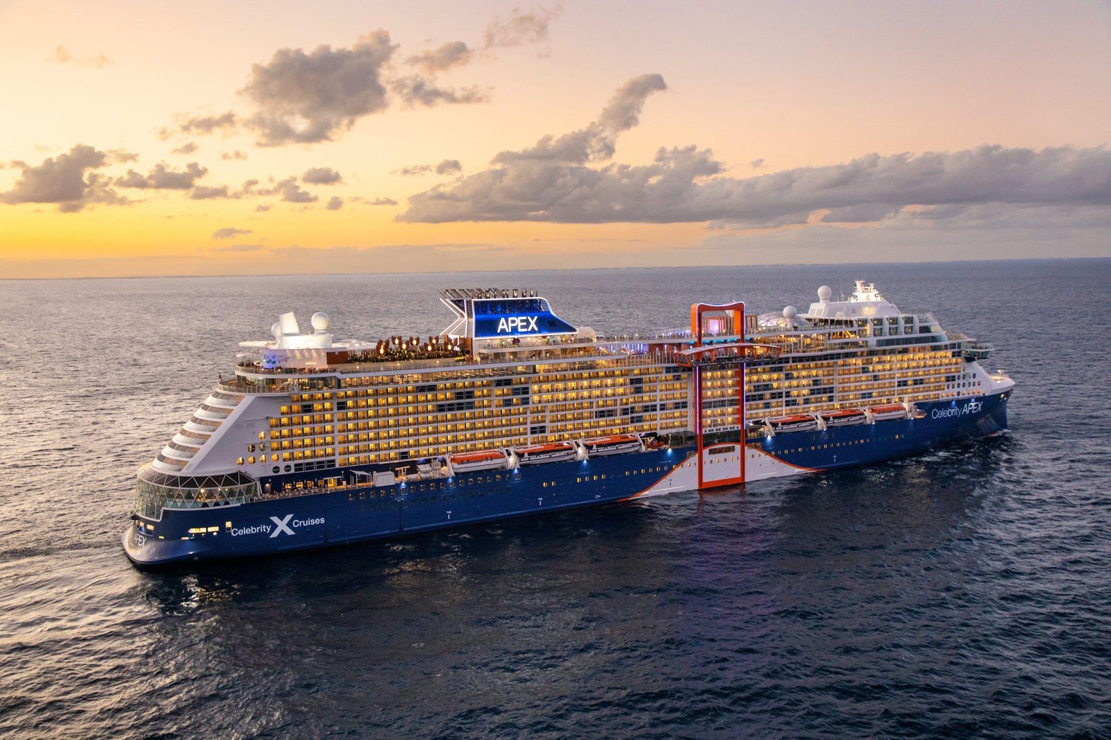 Celebrity Apex, an Edge-class cruise ship, docked at berth